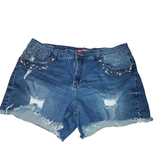 UNIONBAY Pants - Unionbay beaded blue cut off jean shorts